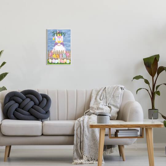 Stupell Industries Happy Easter Garden Gnome Eggs Wall Plaque Art